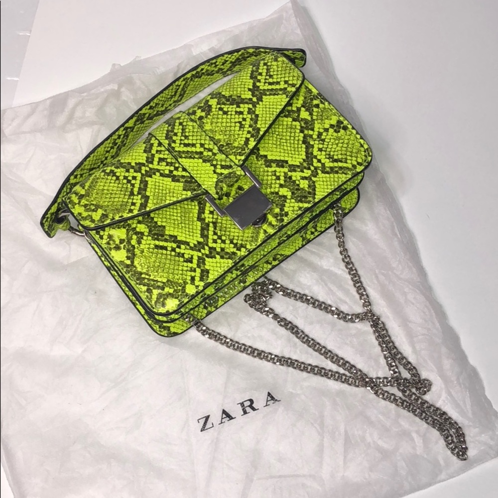 Zara neon snake print purse